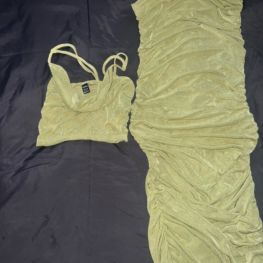 SHEIN Green Ruched Cropped Camisole